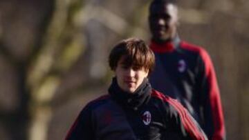 Bojan, en un entrenamiento con el Barcelona.