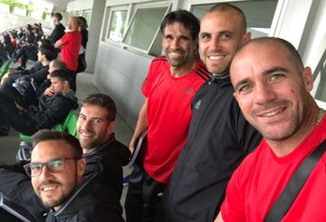 Moisés Hurtado, junto a otros tres campeones, Pandiani, David García y Lopo, y al lado también de Valerón.