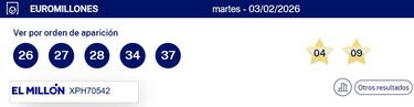 Euromillones: comprobar los resultados del sorteo de hoy, martes 3 de febrero