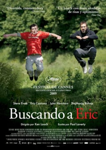 Después de dejar el fútbol ha hecho sus pinitos en el cine.  Cartel de 'Buscando a Eric', pelicula de Ken Loach protagonizada por Cantona.