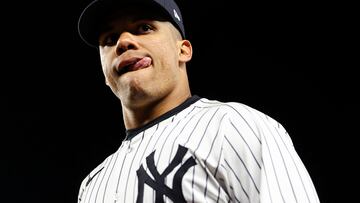 NEW YORK, NEW YORK - APRIL 06: Juan Soto #22 of the New York Yankees jogs off the field at the end of the top of the fourth inning of the game against the Toronto Blue Jays at Yankee Stadium on April 06, 2024 in New York City.   Dustin Satloff/Getty Images/AFP (Photo by Dustin Satloff / GETTY IMAGES NORTH AMERICA / Getty Images via AFP)