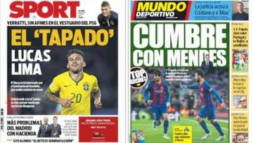 Un tapado y Mendes, en las portadas de Barcelona