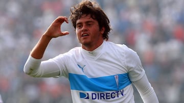 Nicolás Trecco celebra su gol frente a Universidad de Chile.