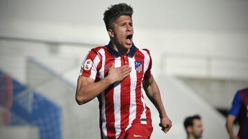 Giuliano SImeone celebra un gol con el Atleti.