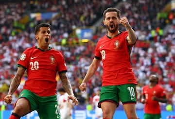 Bernardo Silva (der) tiene la camiseta número 10 en Portugal.