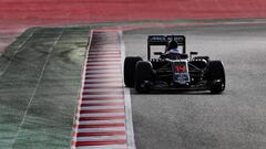 Fernando Alonso in his McLaren Honda during day three of F1 winter testing at Circuit de Catalunya on March 3, 2016 in Montmelo.