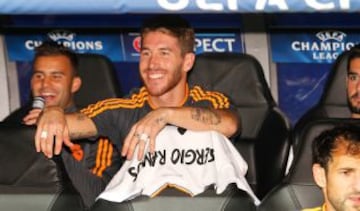 Sergio Ramos en el banquillo.