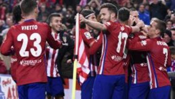 Así celebró el Atlético el gol ante el Levante.