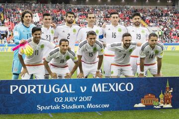 Copa Confederaciones Rusia 2017, duelo por el tercer puesto el 2 de julio en el Spartak Stadium en Moscow.
Guillermo Ochoa, Carlos Vela, Oribe Peralta, Miguel Layún, Néstor Araujo. . .