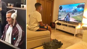Imágenes de Lucas Vázquez jugando a un videojuego
