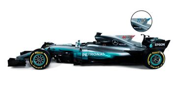 Los cambios en el coche de Mercedes para hacer más visible la identificación de los pilotos.