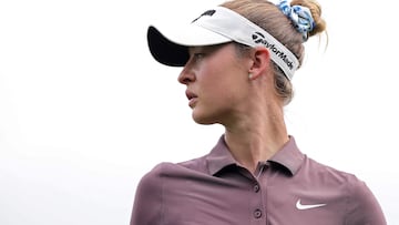 HOUSTON, TEXAS - APRIL 24: Nelly Korda of the United States looks on from the seventh green during the second round of The Chevron Championship 2026 at Memorial Park Golf Course on April 24, 2026 in Houston, Texas. Alex Slitz/Getty Images/AFP (Photo by Alex Slitz / GETTY IMAGES NORTH AMERICA / Getty Images via AFP)
