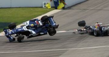 Accidente de Webber en Indianapolis el 2 de julio del 2006.