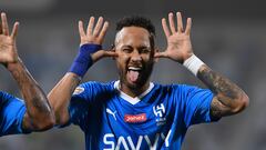 Riyadh (Saudi Arabia), 15/09/2023.- Al Hilal player Neymar celebrates after assisting in the 4-0 goal during the Saudi League match between Al Hilal and Al Riyadh at Prince Faisal bin Fahd Stadium in Riyadh, Saudi Arabia, 15 September 2023. (Arabia Saudita) EFE/EPA/STRINGER
