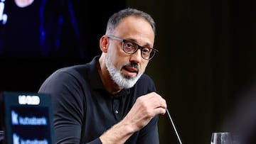 Pellegrino Matarazzo, nuevo entrenador de la Real Sociedad, durante su presentación.
