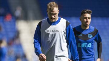 Guidetti, antes de jugar ante el Espanyol