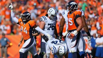 DENVER, CO - SEPTEMBER 18: Outside linebacker DeMarcus Ware #94 of the Denver Broncos celebrates a sack in the second quarter of the game against the Indianapolis Colts at Sports Authority Field at Mile High on September 18, 2016 in Denver, Colorado.   Justin Edmonds/Getty Images/AFP
 == FOR NEWSPAPERS, INTERNET, TELCOS &amp; TELEVISION USE ONLY ==