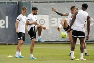 Antoñín entrenándose con elMálaga el pasado viernes. No volverá a ser convocado.