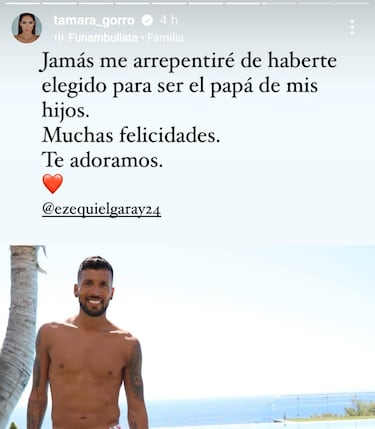 La felicitación de Tamara Gorro a Ezequiel Garay por el día del padre: “Te adoramos”