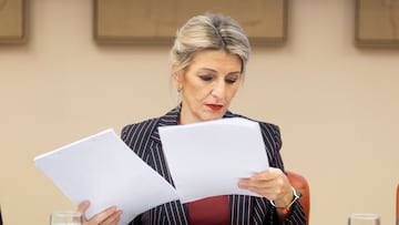 La vicepresidenta segunda del Gobierno y ministra de Trabajo y Economía Social, Yolanda Díaz, durante la Comisión de Trabajo, Economía Social, Inclusión, Seguridad y Migraciones del Congreso de los Diputados, a 22 de enero de 2024, en Madrid (España). Díaz ha comparecido en la comisión a petición propia para abordar, entre otras cuestiones, la situación de la Inspección de Trabajo y accidentes laborales en Galicia, el incremento del Salario Mínimo Interprofesional (SMI), y la reforma laboral.
22 ENERO 2024;YOLANDA DÍAZ;INSPECCIÓN DE TRABAJO;ACCIDENTES LABORALES;GALICIA;SMI;REFORMA LABORAL
Eduardo Parra / Europa Press
22/01/2024