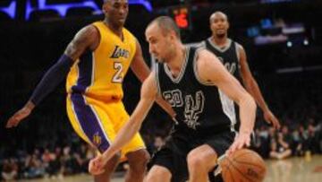 Manu Ginobili ante Kobe Bryant.