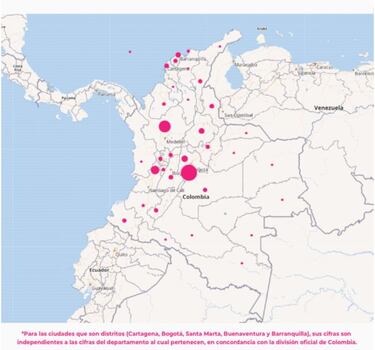 Mapa de casos y muertes por coronavirus por departamentos en Colombia: hoy, 17 de enero