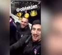 Los compañeros le cantan una canción del Wanda y se muere de vergüenza: la cara de Oblak