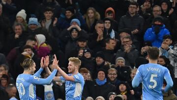 De Bruyne celebra su gol contra el Brentford. 