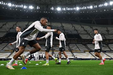 Real Madrid's French forward Kylian Mbappe attends a trainning session ahead of the 2024 FIFA Intercontinental Cup final football match between Spain's Real Madrid and Mexico's Pachuca at the Lusail Stadium in Doha, on December 17, 2024. (Photo by Mahmud HAMS / AFP)