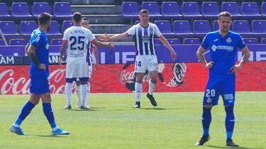 Valladolid. 06/03/2021. PHOTOGENIC/Pablo Requejo. Fútbol, Estadio José Zorrilla, partido de La Liga Santander temporada 2020/2021 entre el Real Valladolid y el Getafe. GOL DE PLANO