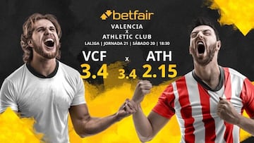 Valencia CF vs. Athletic Club: horario, TV, estadísticas, clasificación y pronósticos