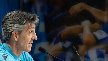 GRAFCAV7367. SAN SEBASTIÁN, 24/04/2023.- El entrenador de la Real Sociedad, Imanol Alguacil, ha ofrecido este lunes una rueda de prensa en la víspera del partido que su equipo disputa este martes ante el Betis en el Benito Villamarín. EFE/Javier Etxezarreta