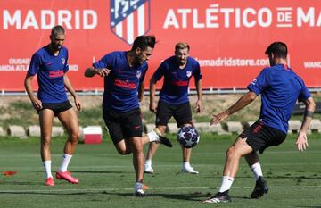 Koke in training ahead of the Champions League quarter-final tie with RB Leipzig.