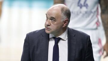 Pablo Laso, durante un partido con el Real Madrid.