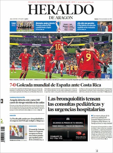 La Roja protagonista de las portadas de la prensa española