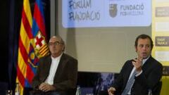 Jaume Roures, presidente de Mediapro, junto a Sandro Rosell, expresidente del Barcelona.