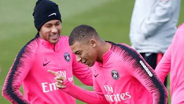 Neymar y Mbappé hace apenas unos días en el entrenamiento del PSG.