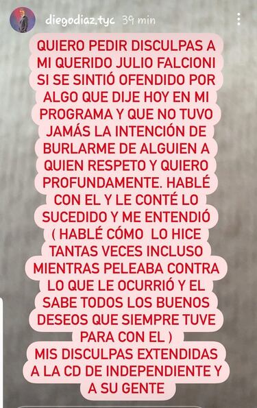 Diego Díaz imitó a Falcioni, que tuvo cáncer de laringe: el repudio de Independiente y sus disculpas