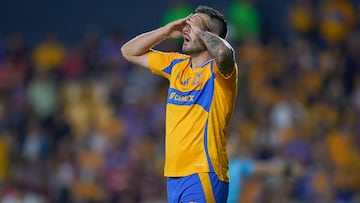 Andre-Pierre Gignac of Tigres during the 16th round match between Tigres UANL and Toluca as part of the Liga BBVA MX, Torneo Apertura 2024 at Universitario Stadium on November 06, 2024 in Monterrey, Nuevo Leon, Mexico.