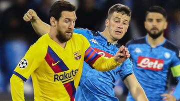 Messi, en la ida ante el Nápoles.
