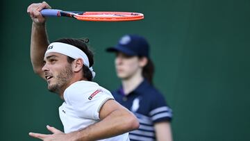 The No. 13 seed is one game away from equalling his best Wimbledon performance, but faces a Grand Slam finalist in the last 16.