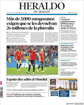 Las portadas de la prensa tras la eliminación de España