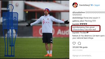 La foto de Ribéry y el comentario de Benzema.
