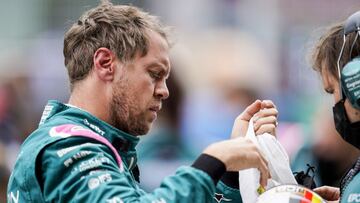 09 May 2021, Spain, Montmelo: German Formula One driver Sebastian Vettel of Team Aston Martin, is pictured before the start of the 2021 Spanish Formula One Grand Prix at the Barcelona Catalunya Circuit in Montmelo. Photo: James Gasperotti/ZUMA Wire/dpa
 09/05/2021 ONLY FOR USE IN SPAIN