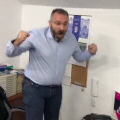 Éxtasis total del presidente del Melilla viendo el sorteo