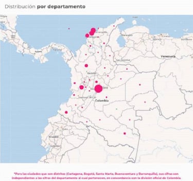 Mapa de casos y muertes por coronavirus por departamentos en Colombia: hoy, 1 de noviembre