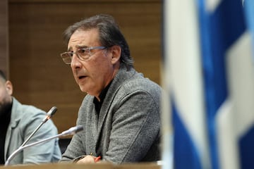 Loren Juarros, en la sala de prensa de La Rosaleda.