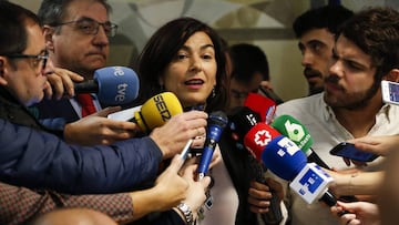 La secretaria de Estado para el Deporte, Mar&iacute;a Jos&eacute; Rienda, atiende a los medios tras la presentaci&oacute;n de los actos para el D&iacute;a Internacional contra el Abuso Infantil.
 