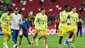 Alejandro Zendejas and Cristian Borja of America during the Quarter Finals second leg match between America and Nashville SC as part of the CONCACAF Champions Cup 2026, at Banorte (Azteca) Stadium, on April 14, 2026 in Mexico City, Mexico.