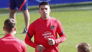 Luis Suárez, en el entrenamiento del Atlético